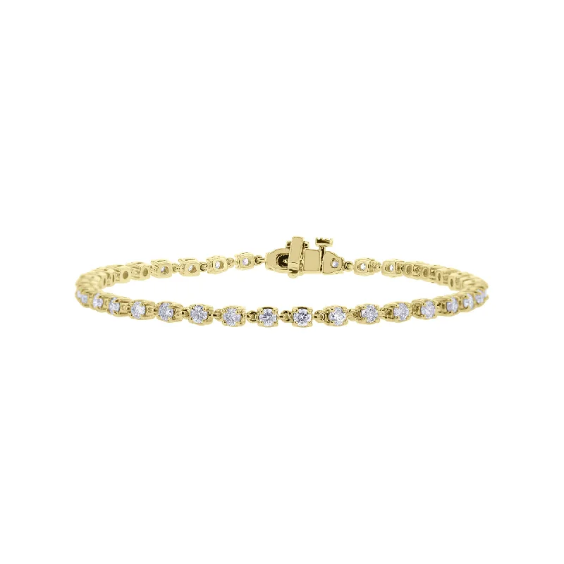 gold bracelet with engraved name for couples-Rolo Cable Link Diamond Tennis Bracelet 2ct