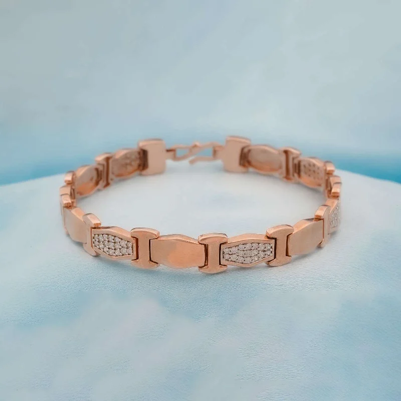 luxury leather bracelet with gemstone-Rose Gold Classic Shine Bracelet For Him