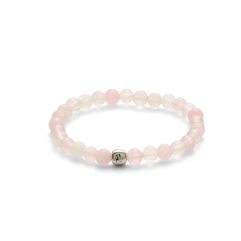 adjustable bracelet with personalized charm for special day-Rose Quartz 6mm