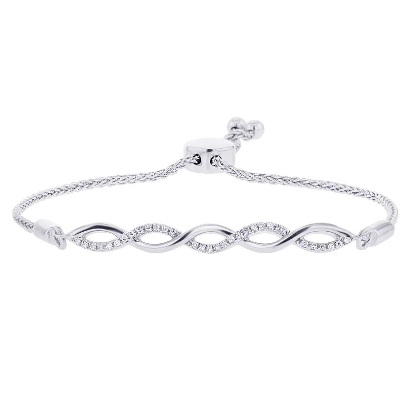 custom gold bracelet with meaningful charm for gift-Silver Infinity Diamond Bracelet