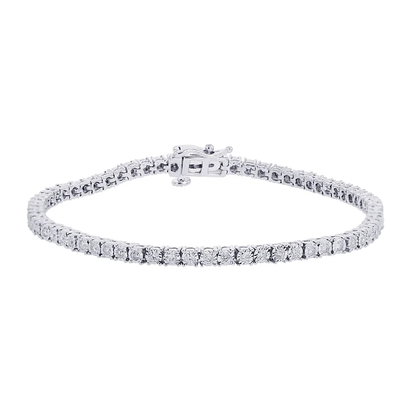 adjustable bracelet with personalized charm for special day-Silver Mirage Diamond Tennis Bracelet 1ct