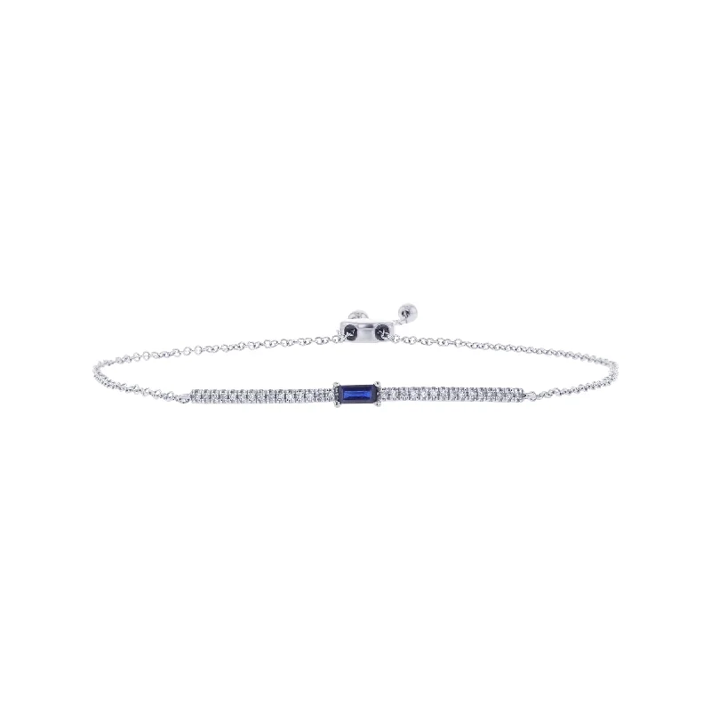 silver bracelet with dolphin charm for freedom-Simple Sapphire and Diamond Bracelet