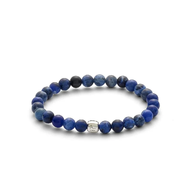 luxury bracelet with diamonds and custom engraving-Sodalite 6mm