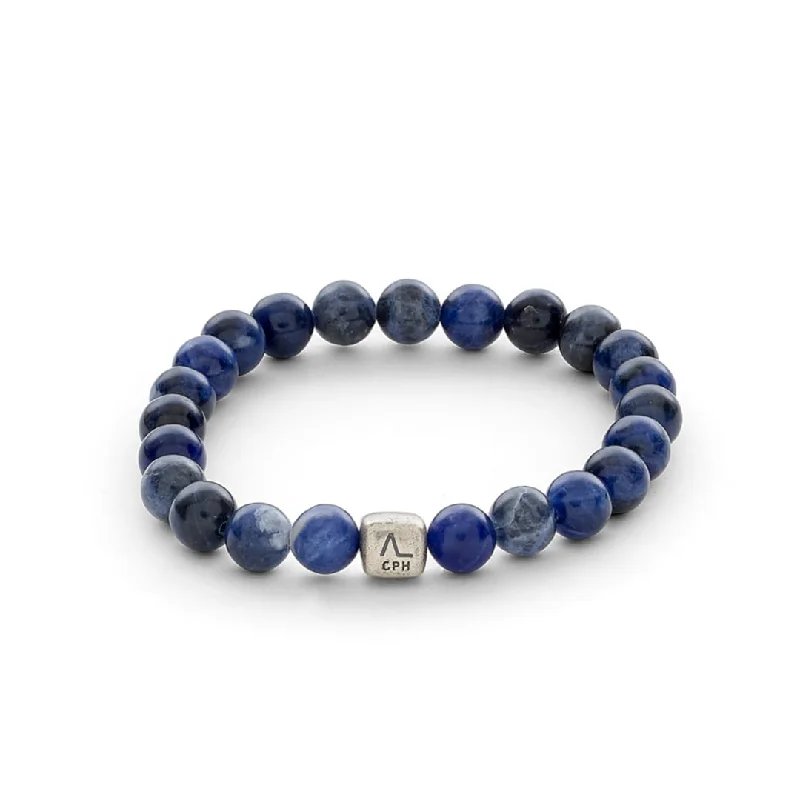 women’s bracelet with lotus flower charm for healing-Sodalite 8mm