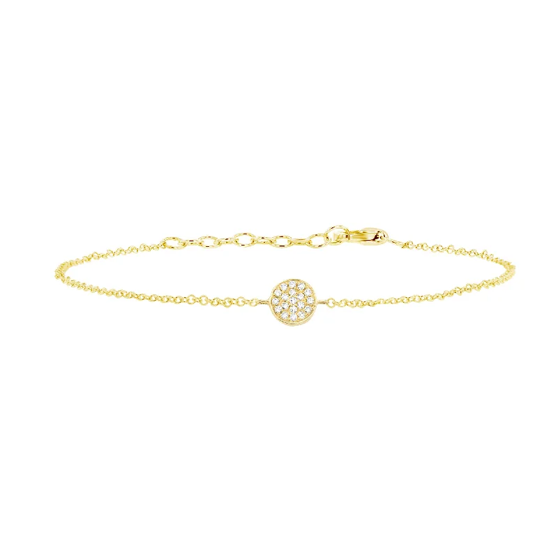 gold bracelet with inspirational word charm-Sparkling Disc Diamond Bracelet