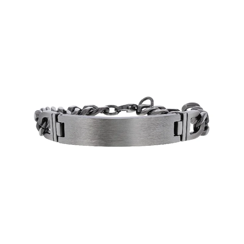 personalized silver bangle with message for him-Stainless Steel ID Curb Link Bracelet