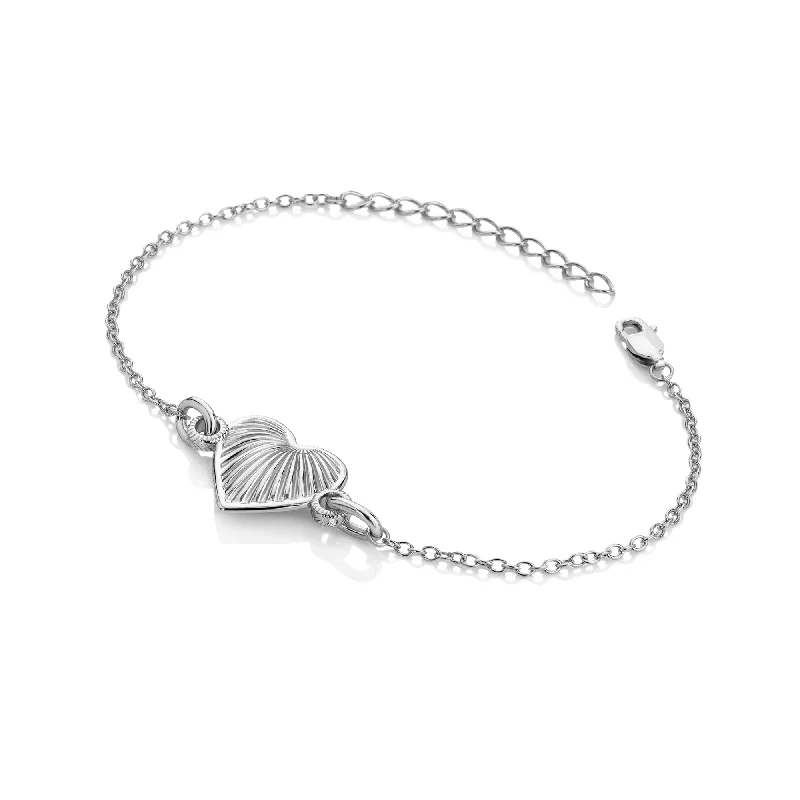 silver bracelet with engraved love message for her-Sterling Silver Essence Heart Bracelet DL696