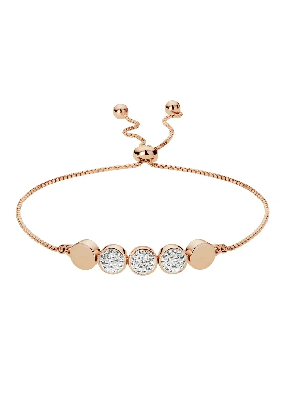 luxury bracelet with multi-colored sapphires-Sterling Silver Rose Gold Plated Crystal Adjustable Bracelet