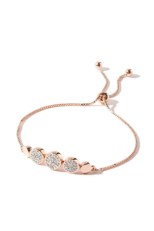 simple gold bracelet with pendant charm-Sterling Silver Rose Gold Plated Crystal Adjustable Friendship Bracelet