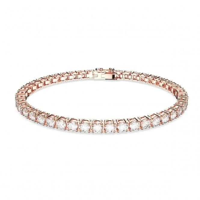 bracelet with engraved date for special memories-Matrix Rose Gold-Tone Plated White Tennis Bracelet