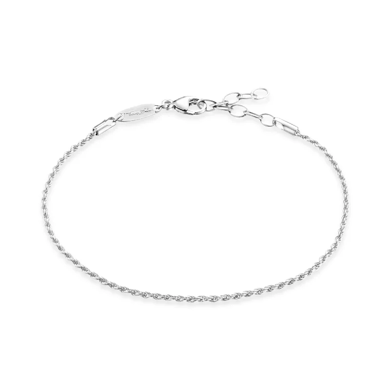 gold bracelet with simple engraving for minimalists-Glam & Soul Sterling Silver Classic Chain Bracelet A1404-001-12