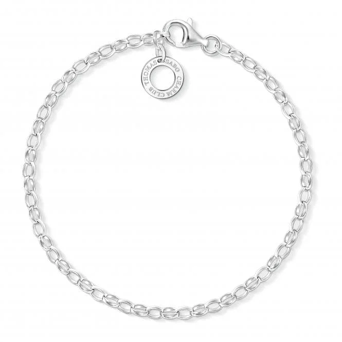 silver bracelet with round gemstone and engraving-Thomas Sabo Childrens Silver Charm Bracelet X0163-001-12