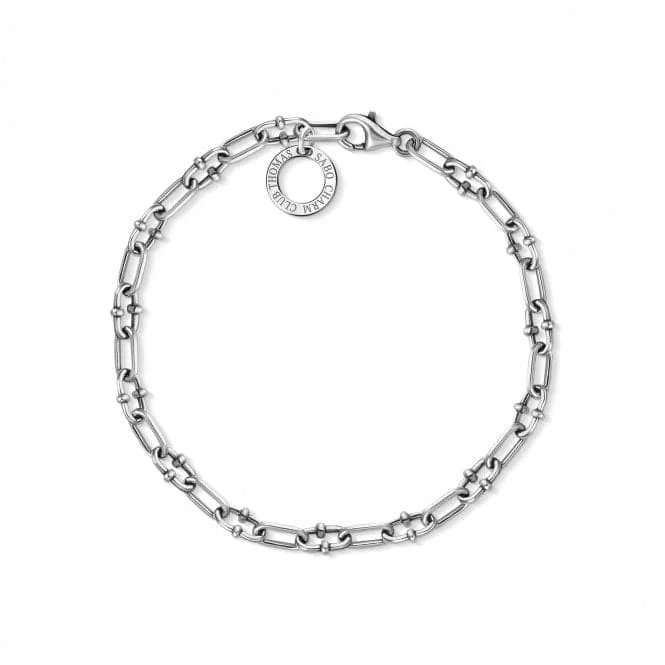 women’s silver bracelet with gemstone inlays-Thomas Sabo Silver Rebel Charm Bracelet X0255-637-21