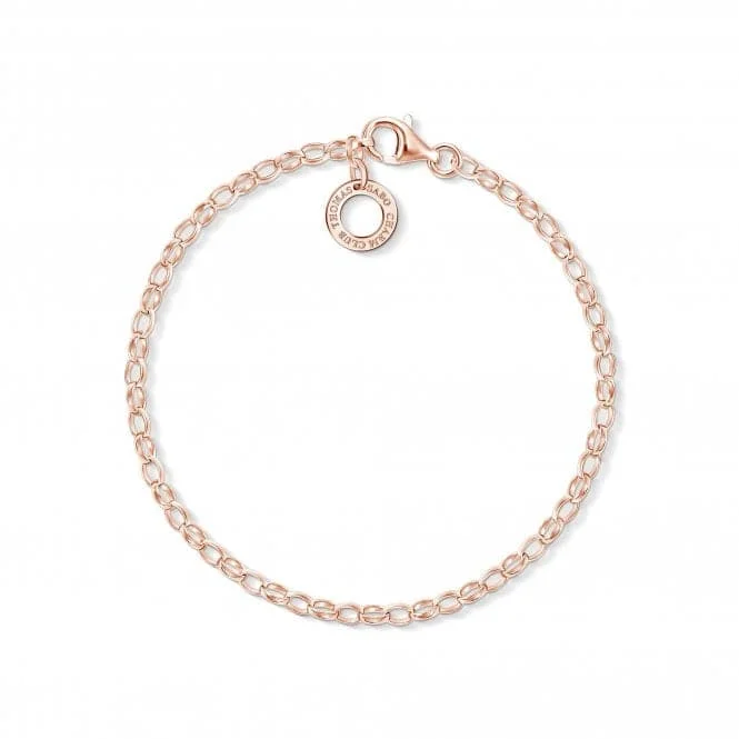 bracelet with angel wing charm for protection-Thomas Sabo Silver Rose Gold Charm Bracelet X0243-415-40