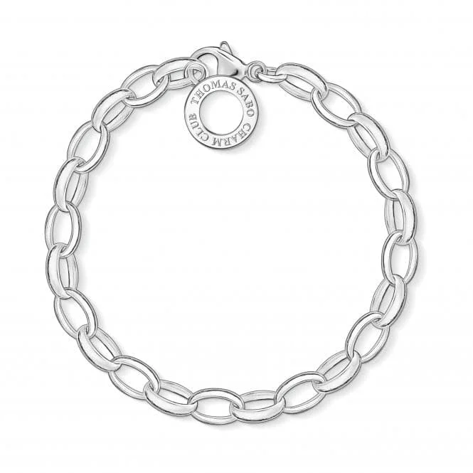 simple bracelet with engraved word for inspiration-Thomas Sabo Sterling Silver Large Link Charm Bracelet X0032-001-12