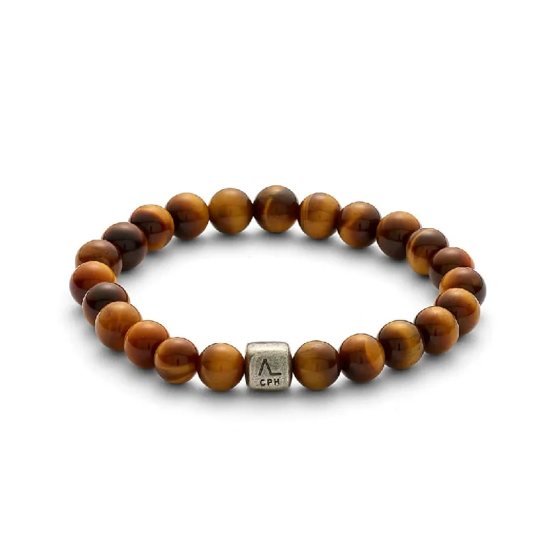 bracelet with crystal quartz charm for energy balance-Tiger Eye 8mm