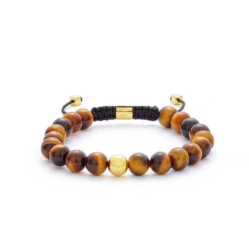 beaded bracelet with turquoise stone for tranquility-Tiger Eye Braided 8mm