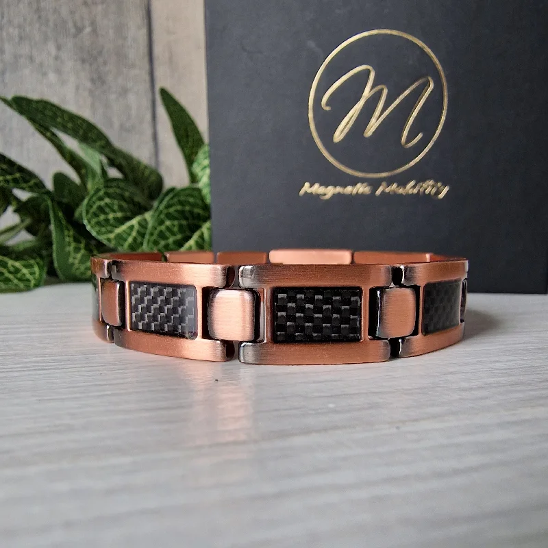 leather bracelet with cross charm for spiritual men-Valerian Copper Bracelet