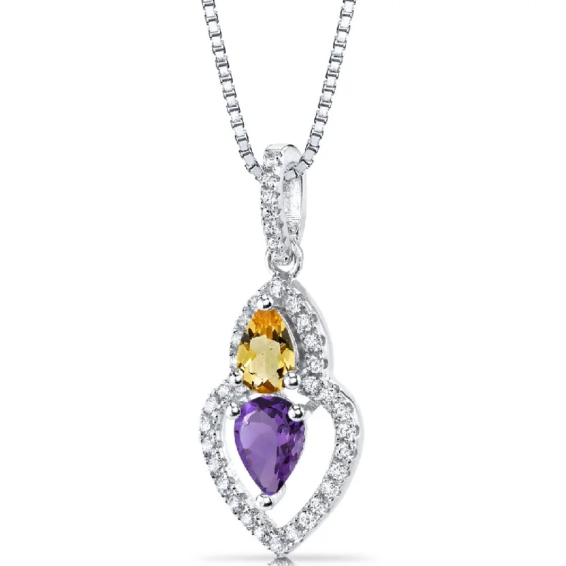 personalized bar necklace gold -0.5 ct Amethyst Pendant in Sterling Silver