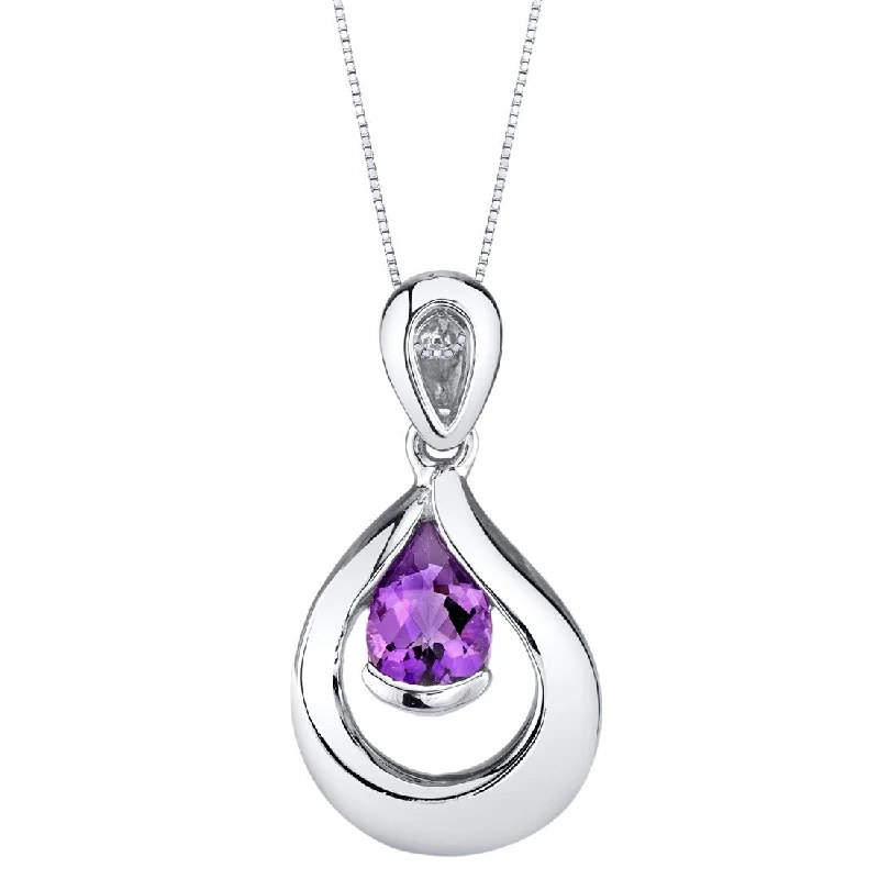 personalized birthstone necklace pendant -0.5 ct Amethyst Pendant in Sterling Silver