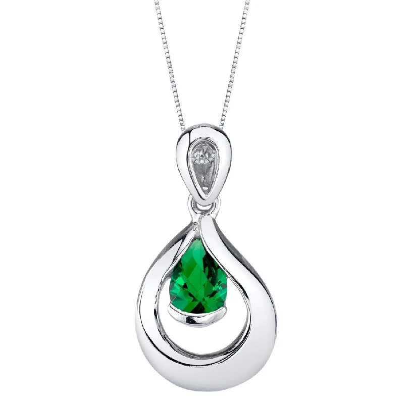 custom gemstone heart pendant necklace -0.5 ct Emerald Pendant in Sterling Silver