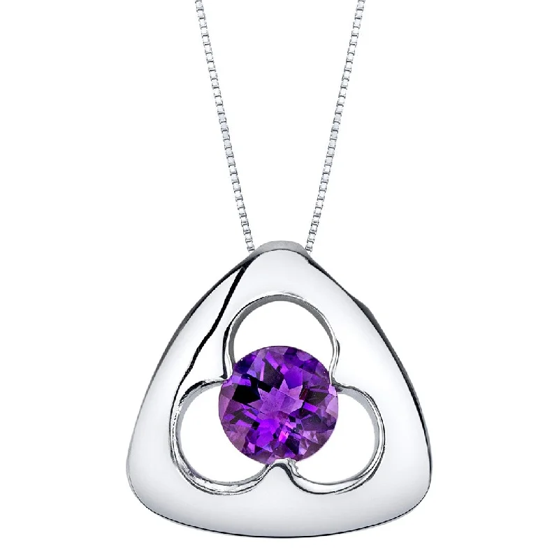 handmade gold pendant necklace -0.75 ct Amethyst Pendant in Sterling Silver