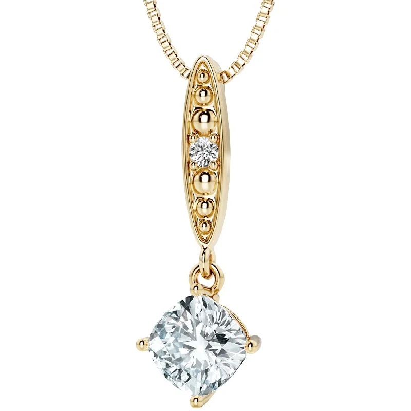 geometric pendant necklace gold -0.75 ct Aquamarine and Diamond Pendant in Gold-Plated Sterling Silver