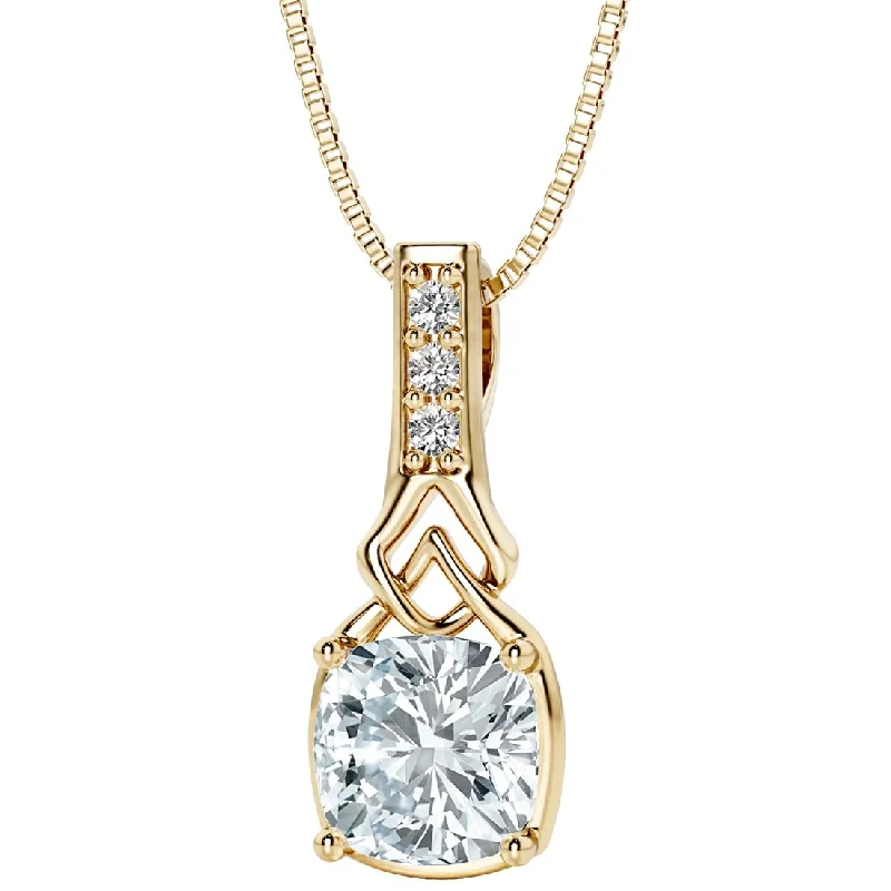 handmade pendant necklace with birthstone -0.75 ct Aquamarine and Diamond Pendant in Gold-Plated Sterling Silver