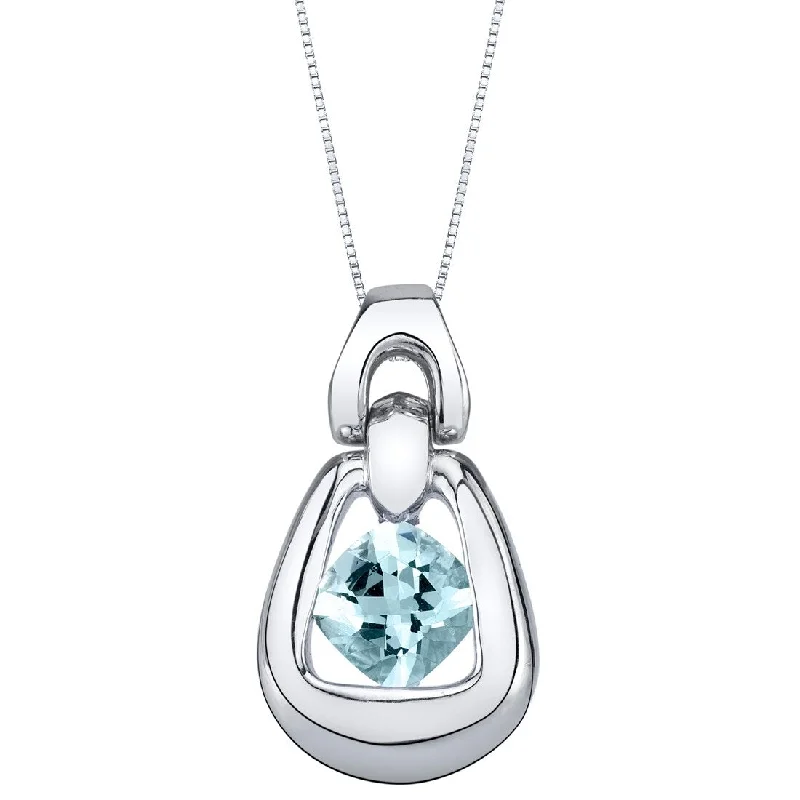 custom pendant necklace with initials -0.75 ct Aquamarine Pendant in Sterling Silver