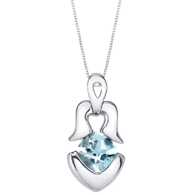 silver teardrop pendant necklace -0.75 ct Aquamarine Pendant in Sterling Silver