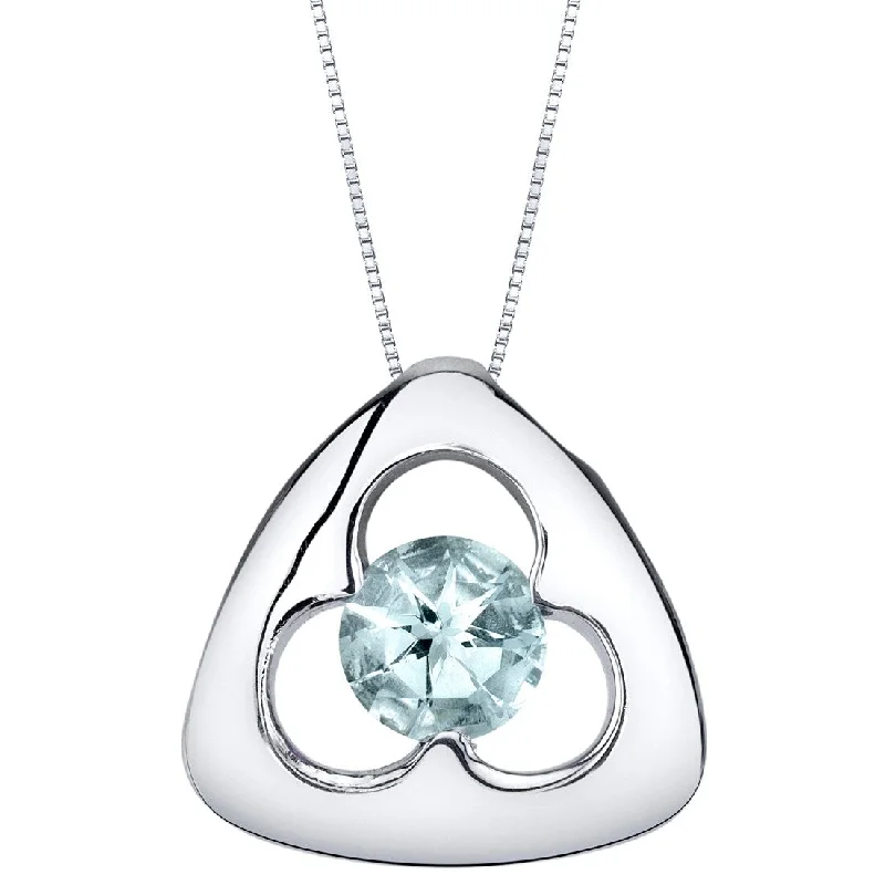 geometric pendant necklace gold -0.75 ct Aquamarine Pendant in Sterling Silver