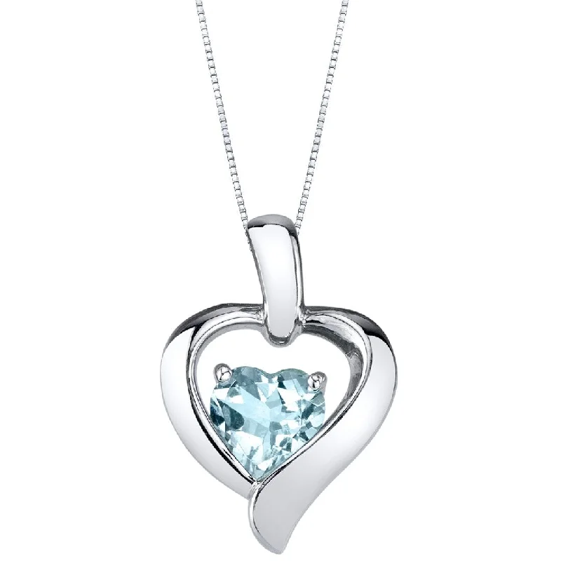 luxury custom pendant necklace -0.75 ct Aquamarine Pendant in Sterling Silver