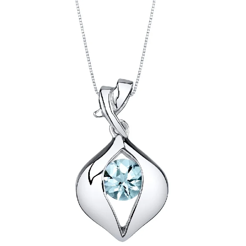 custom pendant necklace for men -0.75 ct Aquamarine Pendant in Sterling Silver