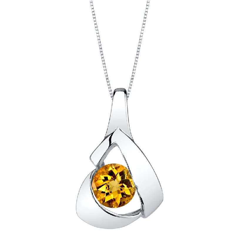 simple crystal pendant necklace -0.75 ct Citrine Pendant in Sterling Silver