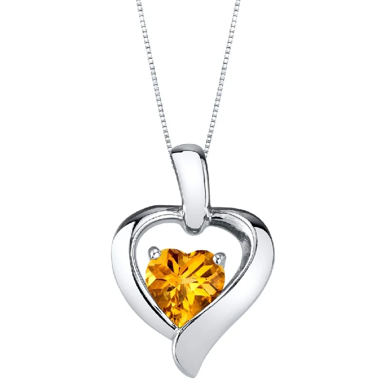 unique gemstone pendant necklace gold -0.75 ct Citrine Pendant in Sterling Silver