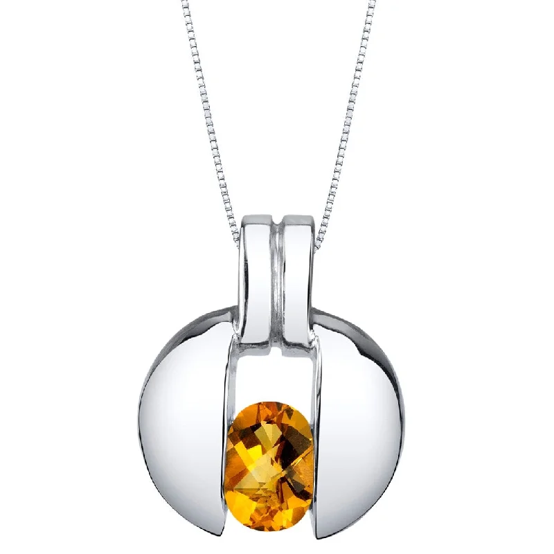 custom gemstone heart necklace -0.75 ct Citrine Pendant in Sterling Silver