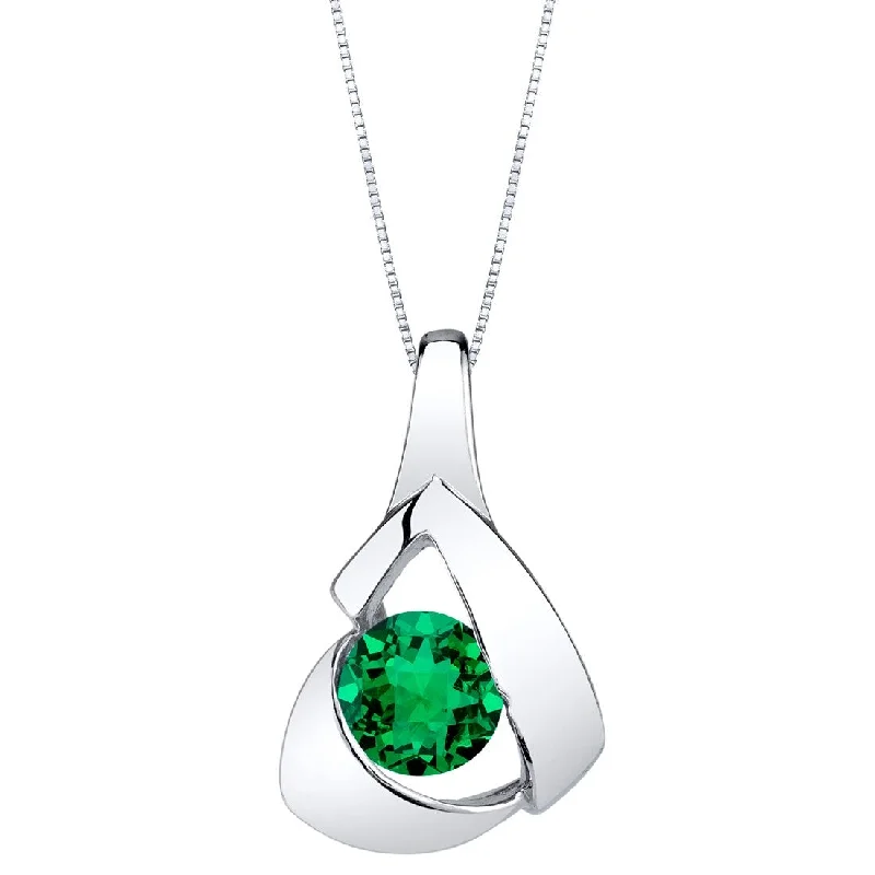 personalized silver pendant with name -0.75 ct Emerald Pendant in Sterling Silver