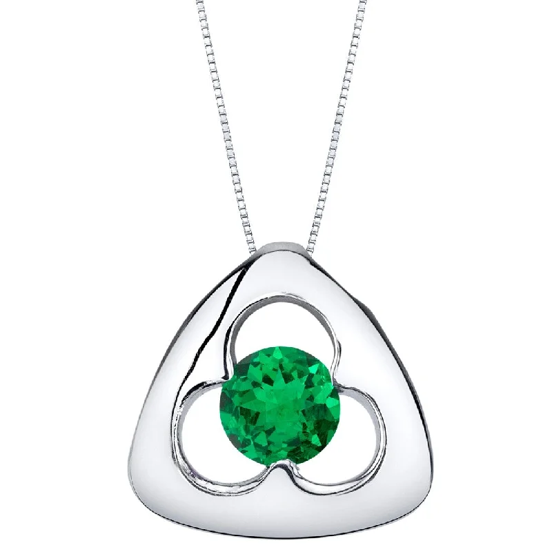 silver initial pendant necklace -0.75 ct Emerald Pendant in Sterling Silver