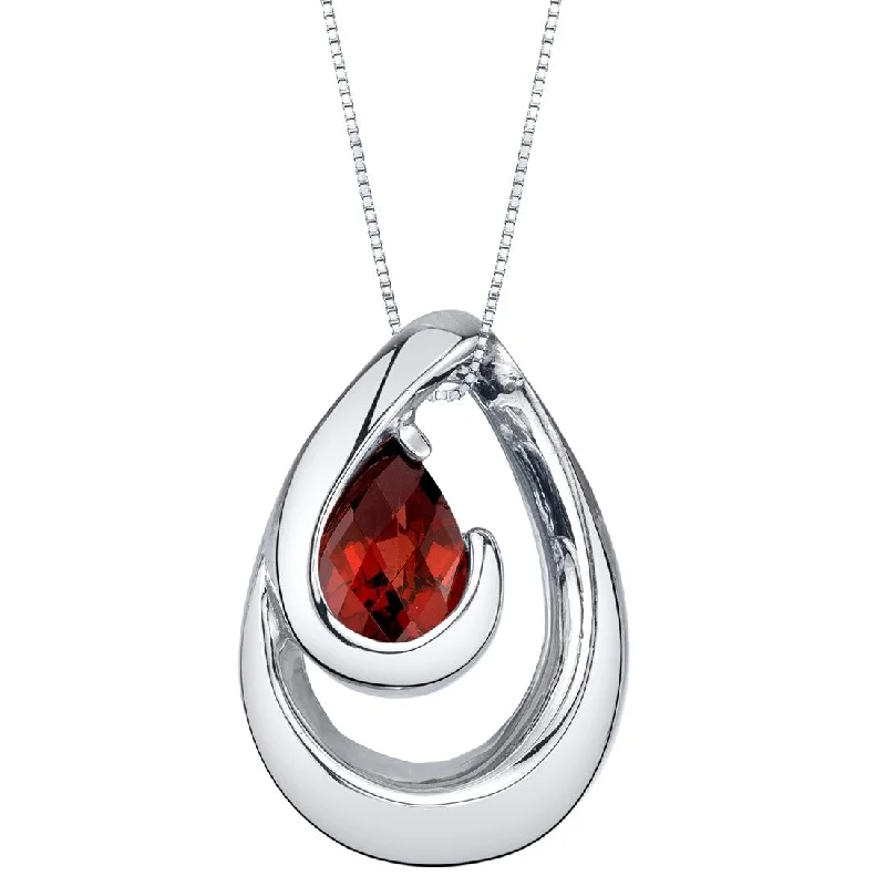 custom photo pendant necklace gold -0.75 ct Garnet Pendant in Sterling Silver