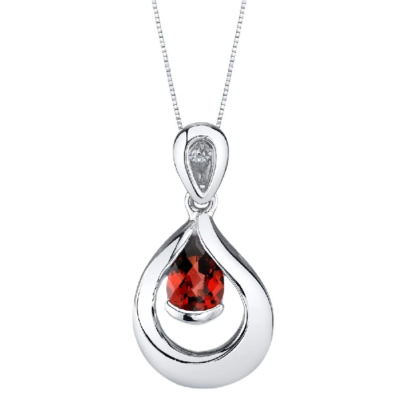 luxury custom pendant necklace -0.75 ct Garnet Pendant in Sterling Silver