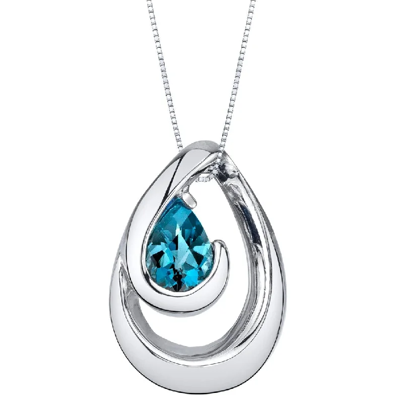 simple bar necklace pendant gold -0.75 ct London Blue Topaz Pendant in Sterling Silver