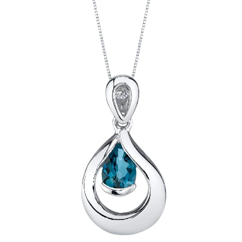 gemstone pendant necklace silver -0.75 ct London Blue Topaz Pendant in Sterling Silver