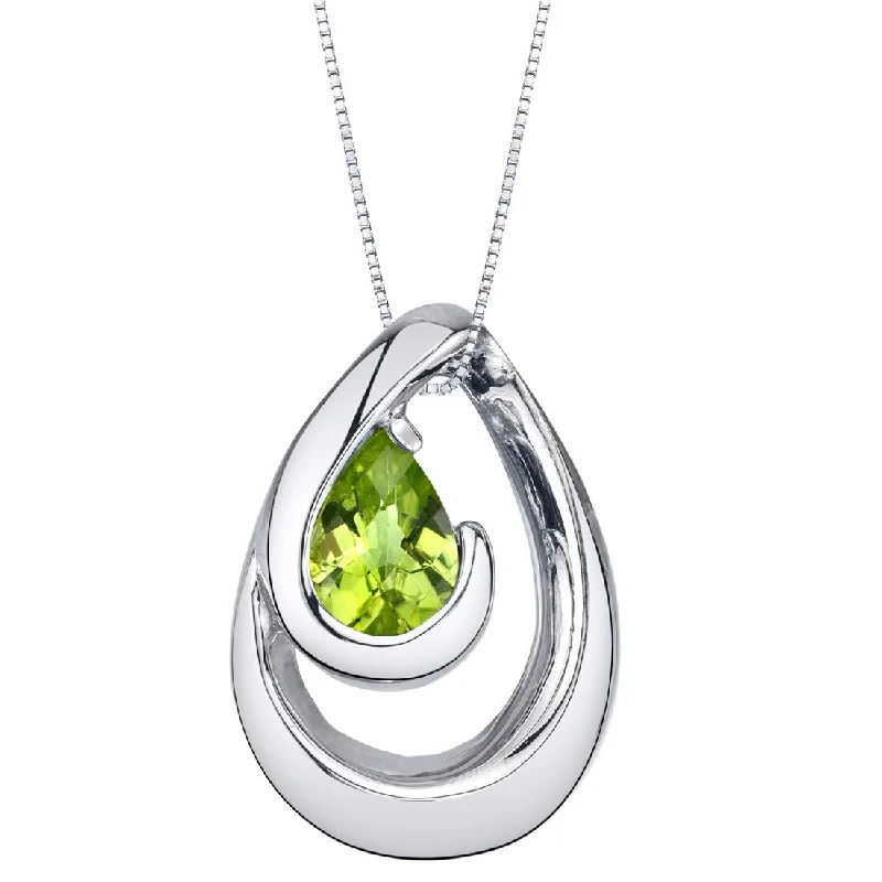 personalized gemstone charm pendant -0.75 ct Peridot Pendant in Sterling Silver