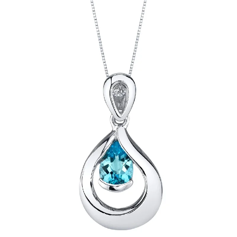 unique gemstone pendant necklace gold -0.75 ct Swiss Blue Topaz Pendant in Sterling Silver