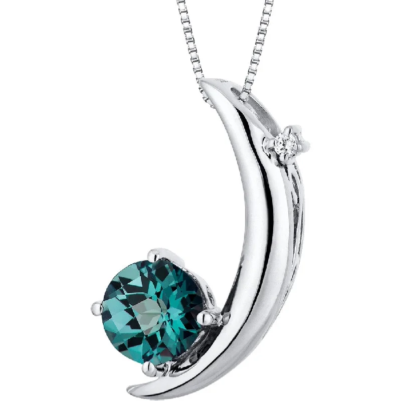 stylish pendant necklace for men -1.25 ct Alexandrite and Diamond Pendant in Sterling Silver