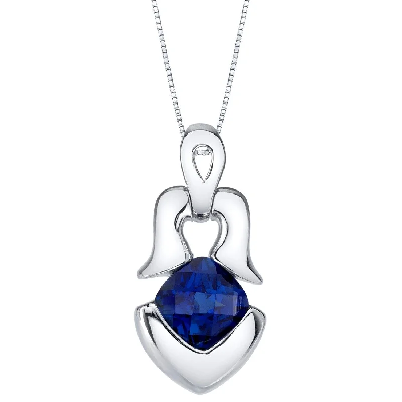 gold pendant necklace for men -1.25 ct Blue Sapphire Pendant in Sterling Silver