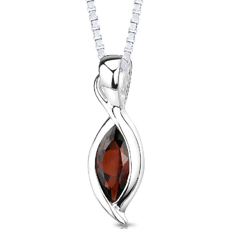 gemstone heart pendant necklace -1.25 ct Garnet Pendant in Sterling Silver