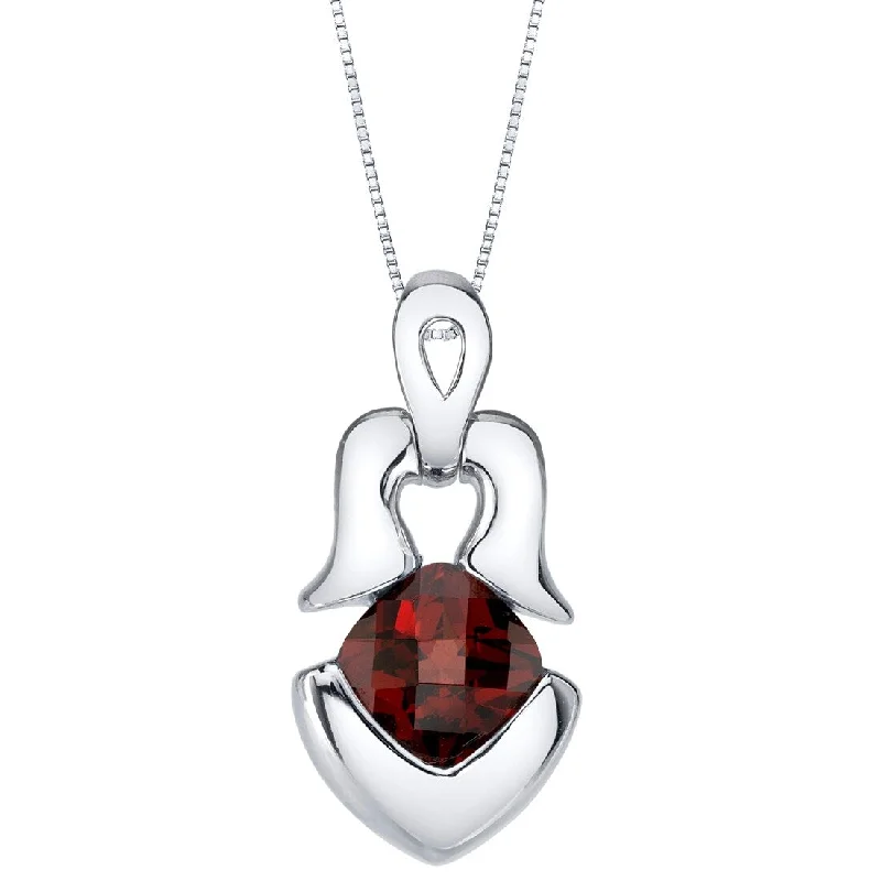 large pendant necklace with gemstone -1.25 ct Garnet Pendant in Sterling Silver