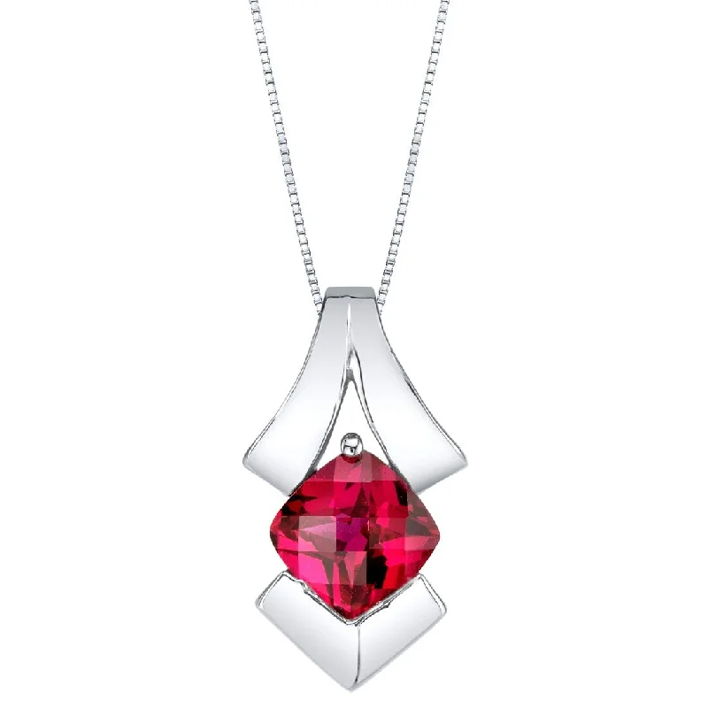 boho crystal pendant necklace gold -1.25 ct Ruby Pendant in Sterling Silver