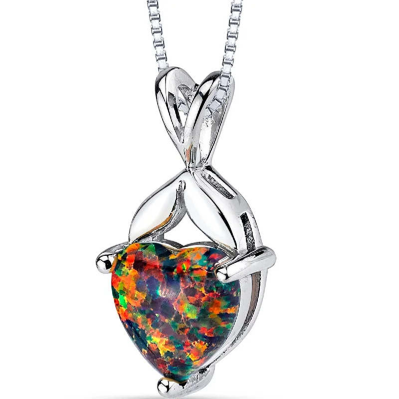 personalized pendant necklace with nameplate -1.5 ct Black Opal Pendant in Sterling Silver